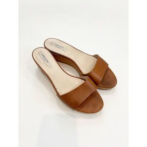 Emerson Fry Brown Leather and Wood Slide Size 9.5